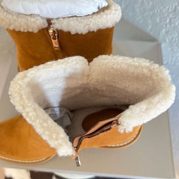FRANCO SARTO Ulayna Water Resistant Suede Fleece Wedge Bootie, Brown, 10, NWT - Picture 10 of 16